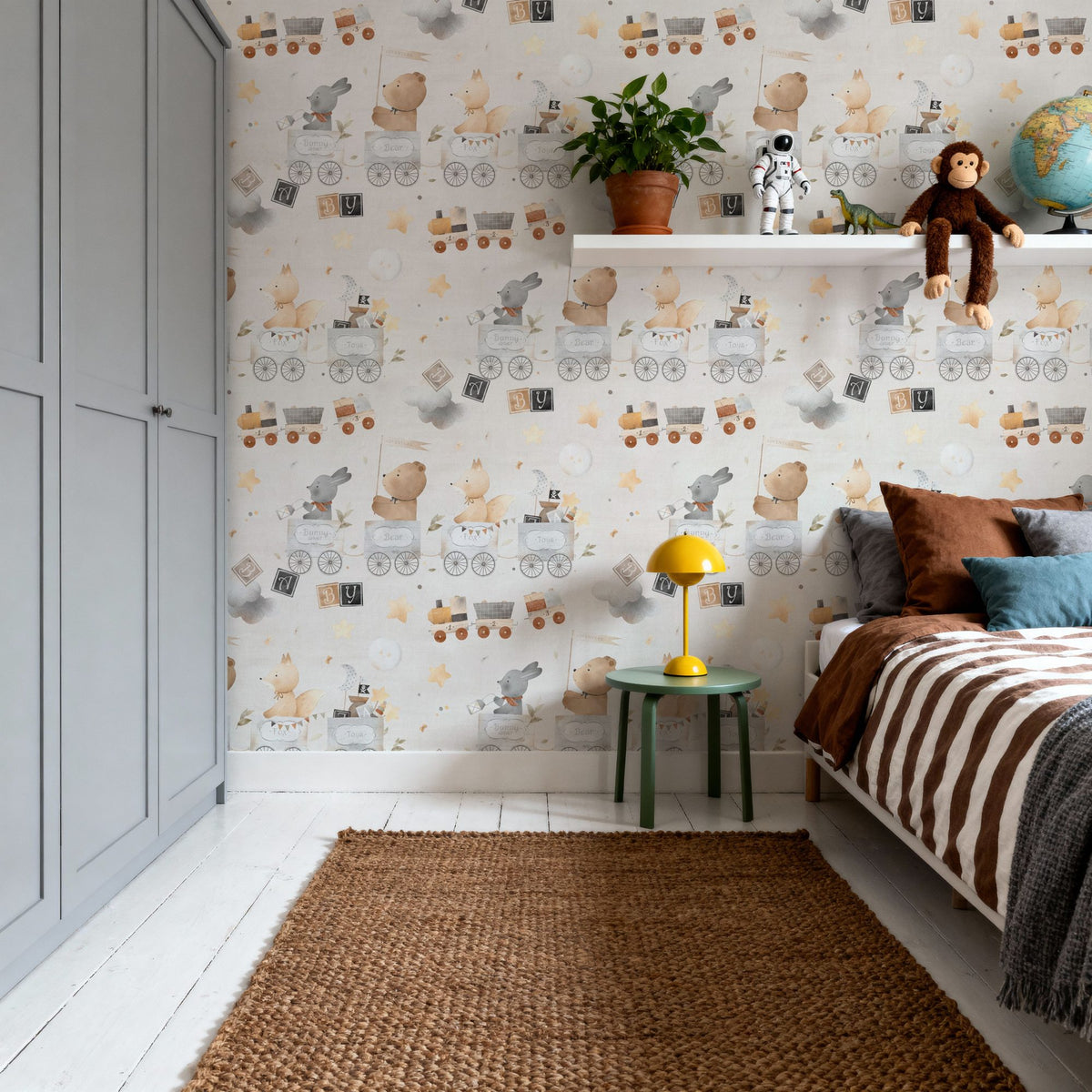 Sky Train, Light Beige Mural Wallpaper - room preview 06