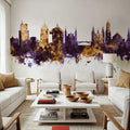 Ljubljana Slovenia Skyline Purpl & Gold Mural Wallpaper - room preview 06