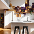 Montgomery Alabama Skyline Purple & Gold Mural Wallpaper - room preview 06