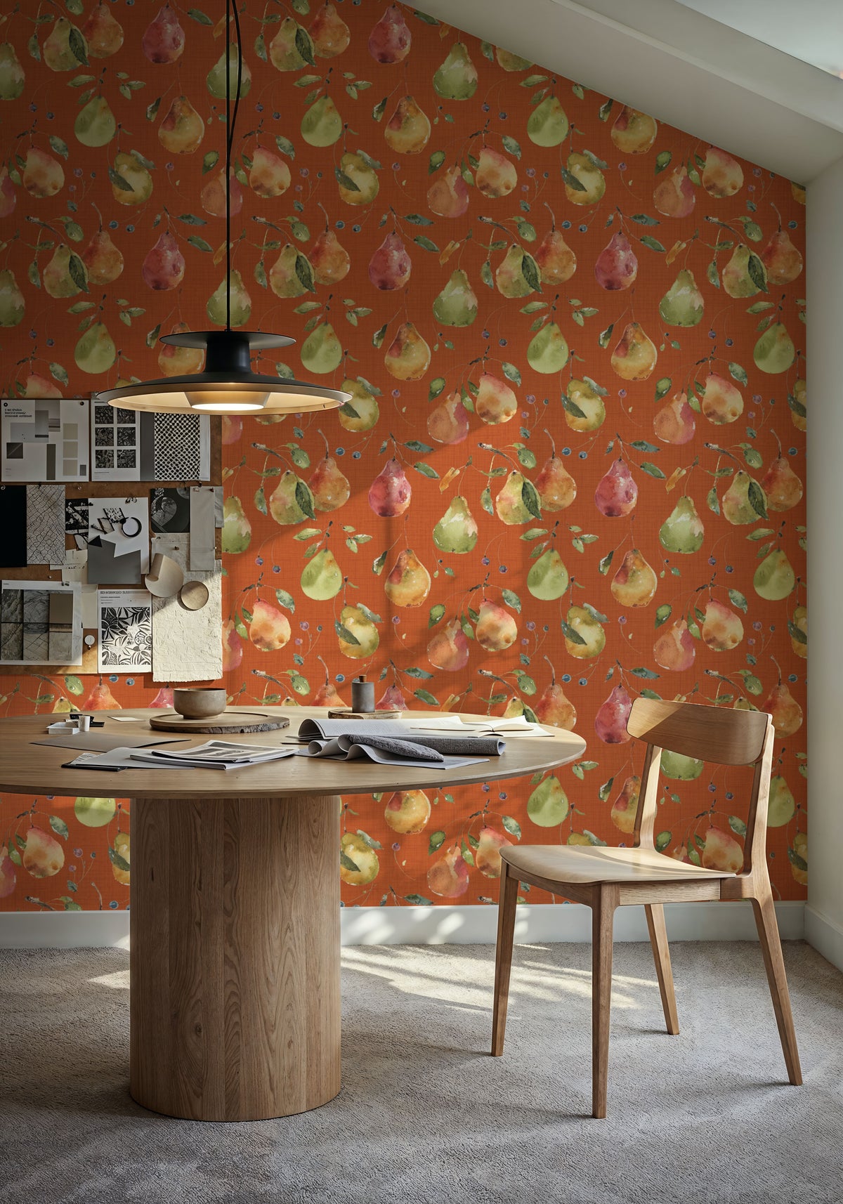 Time to Share Pears Orange Mural Wallpaper - room preview 06