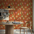 Time to Share Pears Orange Mural Wallpaper - room preview 06