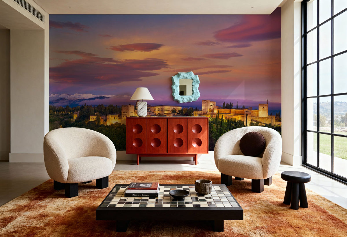 Mountain Fortress Twilight Mural Wallpaper - room preview 06