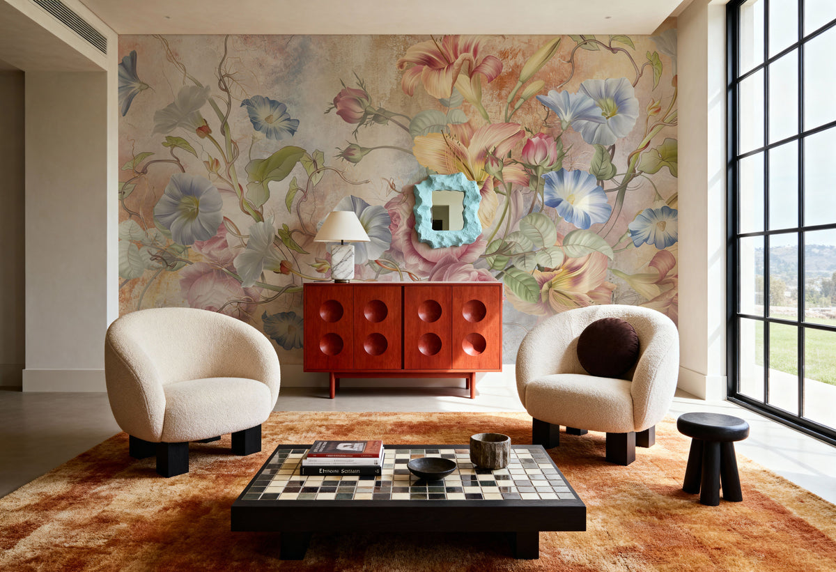 Floral Grunge Singing Mural Wallpaper - Edition 3 - room preview 06
