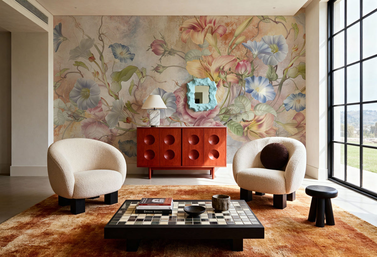 Floral Grunge Singing Mural Wallpaper - Edition 3 - room preview 06