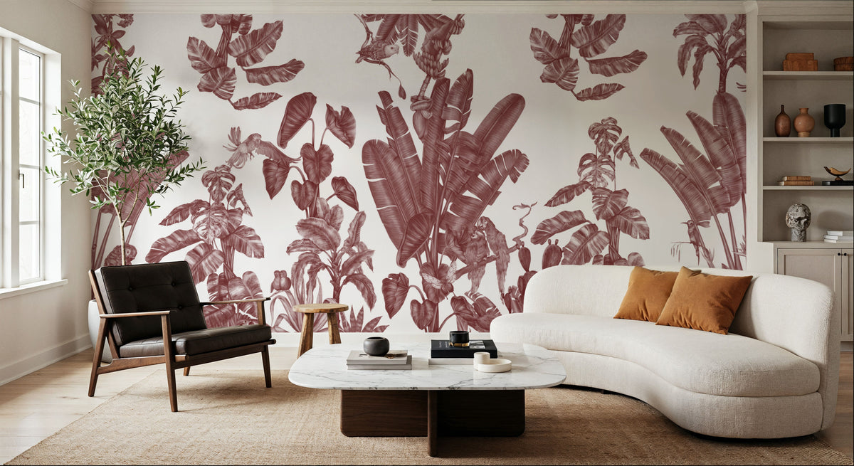 Parrots Jungle, Red Mural Wallpaper - room preview 06