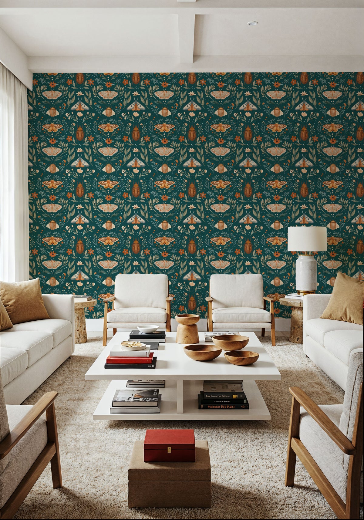 Papilion Chase Green Mural Wallpaper - room preview 06