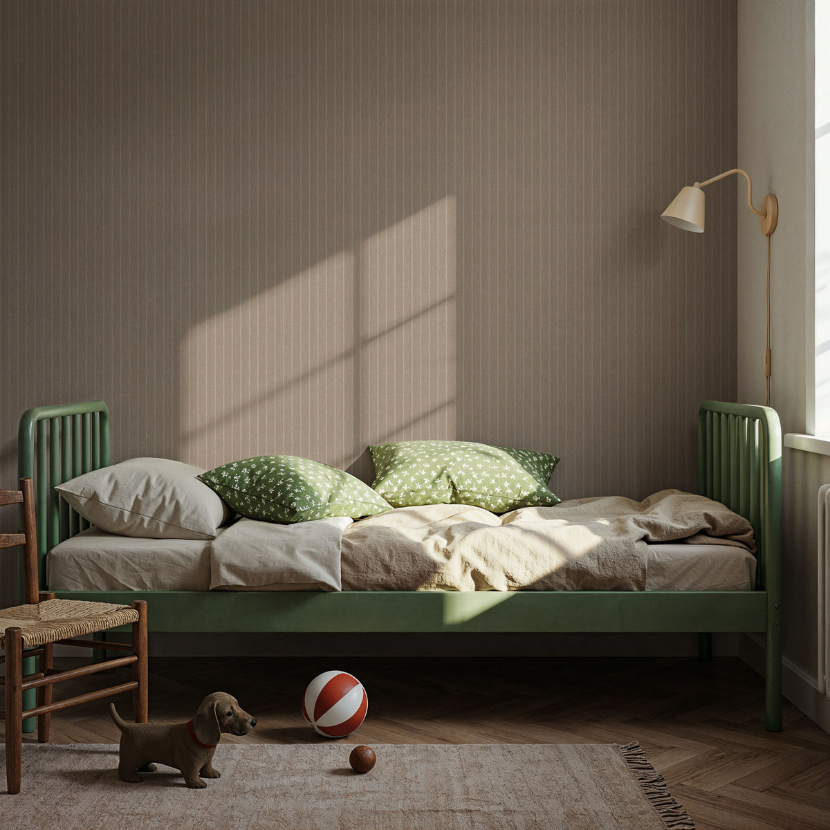 Tailor's Pin Stripe, Tan Mural Wallpaper - room preview 06