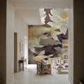 Dancing Fish, Yellow on Brown Mural Wallpaper - room preview 06