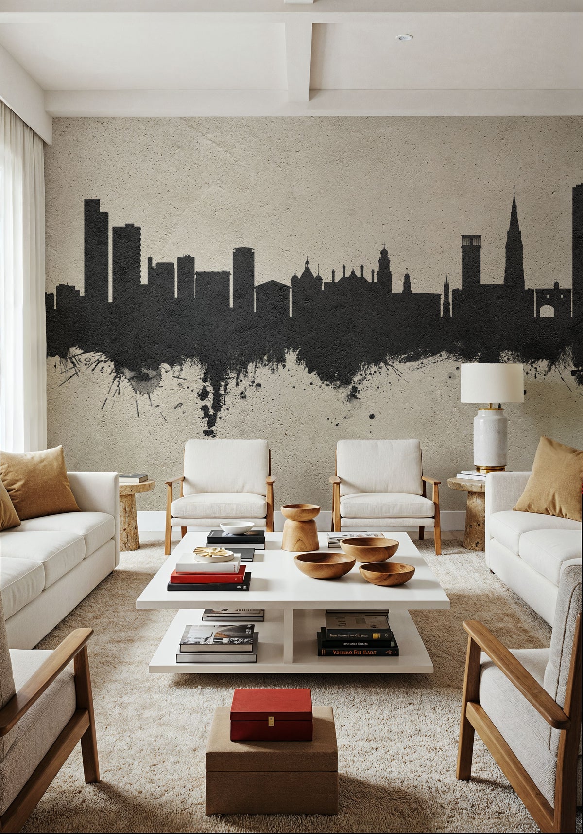 Leicester England Skyline Concrete Mural Wallpaper - room preview 06