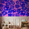Flower Poufs, Indigo on Pink Mural Wallpaper - room preview 06