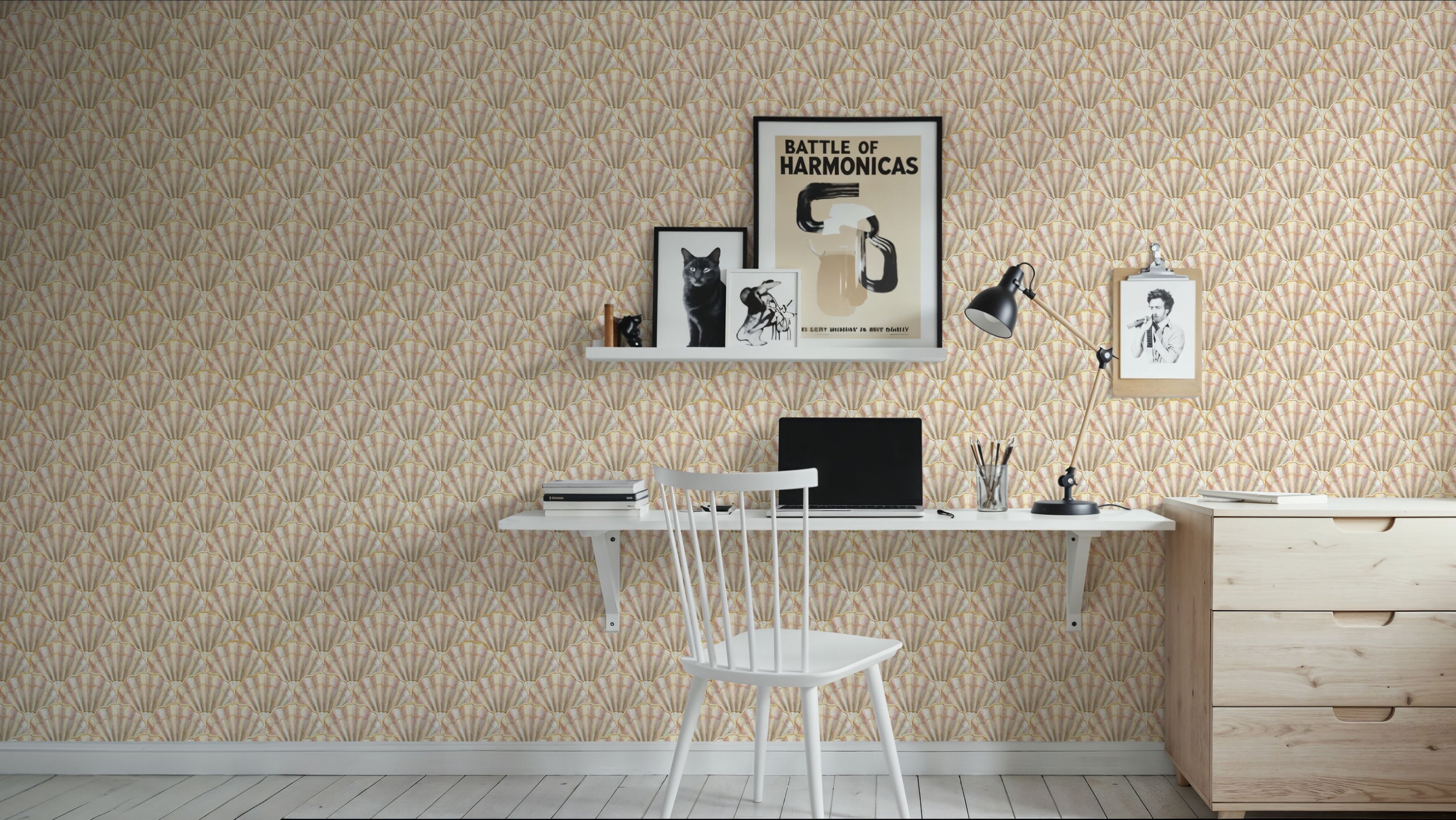 Mermaid Shells, Soft Pink Mural Wallpaper