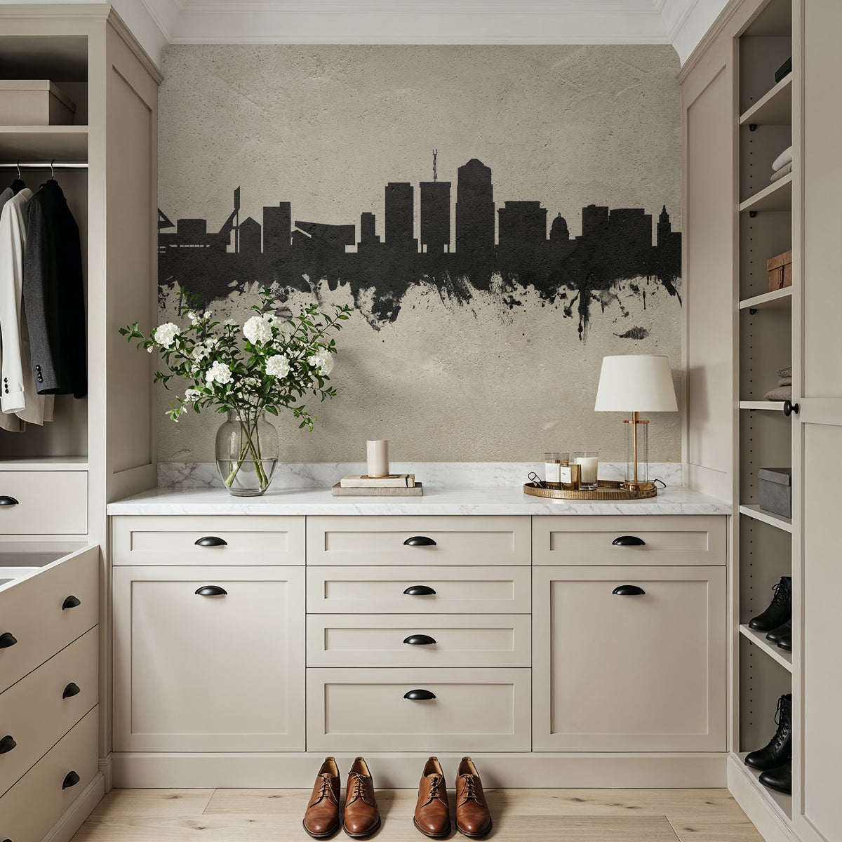Tucson Arizona Skyline Concrete Mural Wallpaper - room preview 06