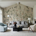 Tulips & Birds, Beige Mural Wallpaper - room preview 06