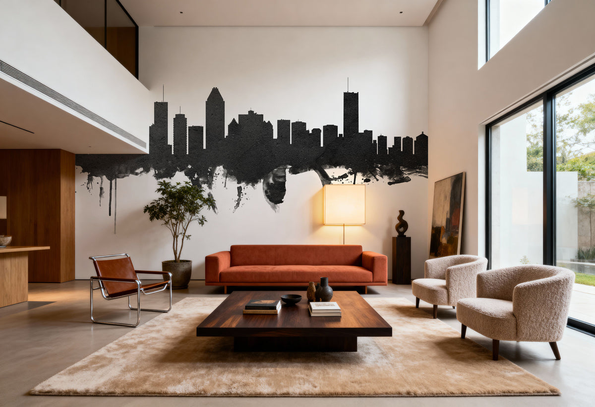 Montreal Canada Skyline Black & White Mural Wallpaper - room preview 06
