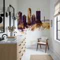 Jacksonville Florida Skyline Purple & Gold Mural Wallpaper - room preview 06