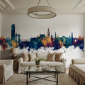 Sevilla Skyline Blue & Bronze Mural Wallpaper - room preview 06