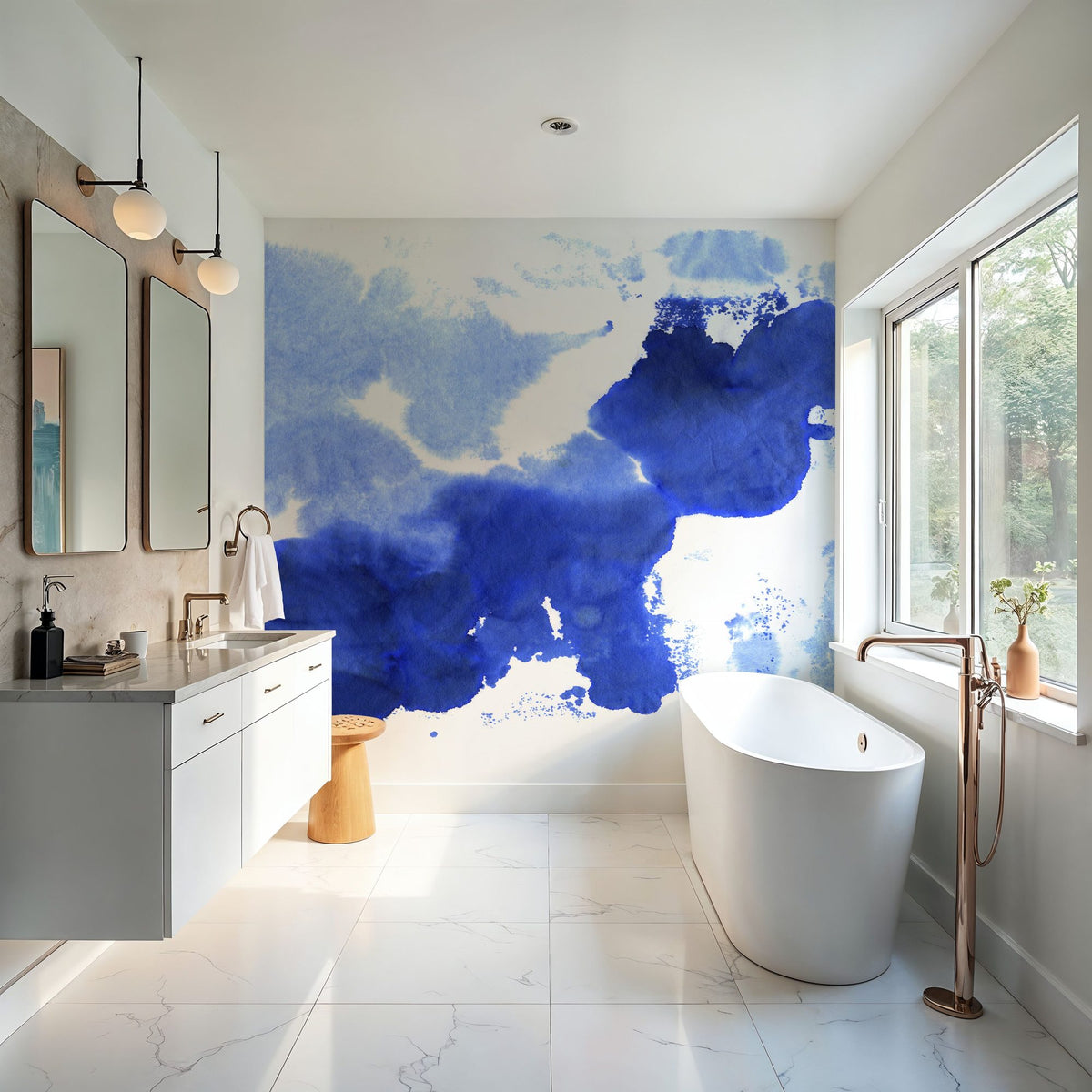 Denim Cloud Mural Wallpaper - room preview 06