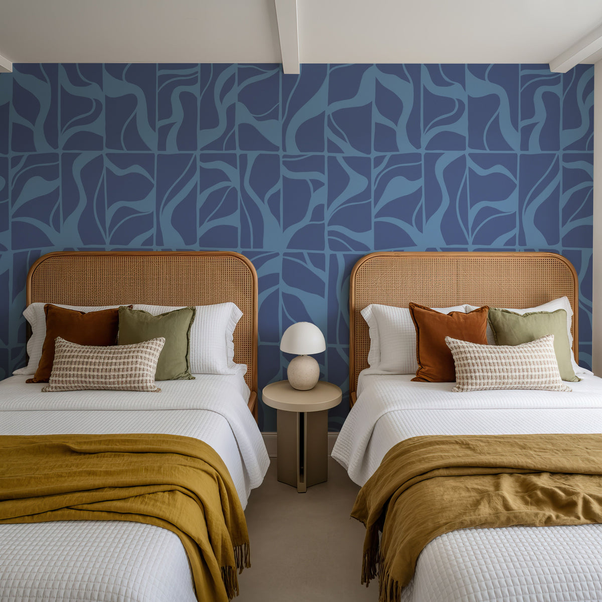 Linear Drift, Cornflower Blue Mural Wallpaper - room preview 06
