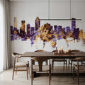 Montreal Canada Skyline Purple & Gold Mural Wallpaper - room preview 06
