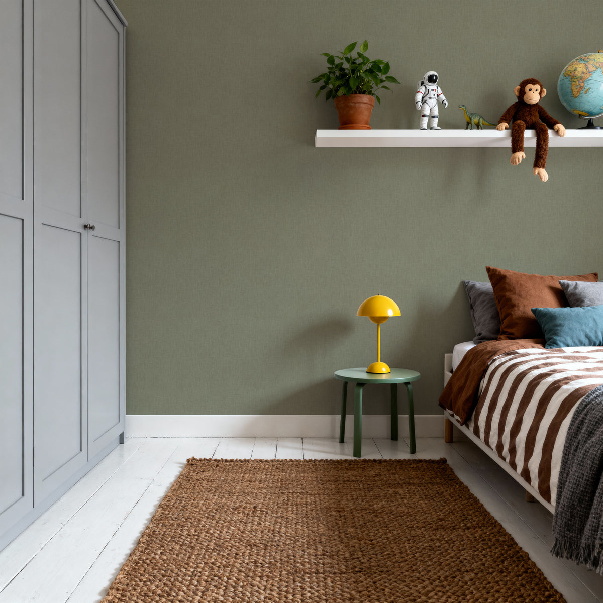 Linen Mist Neutral Collection, Hint of Olive Mural Wallpaper - room preview 06