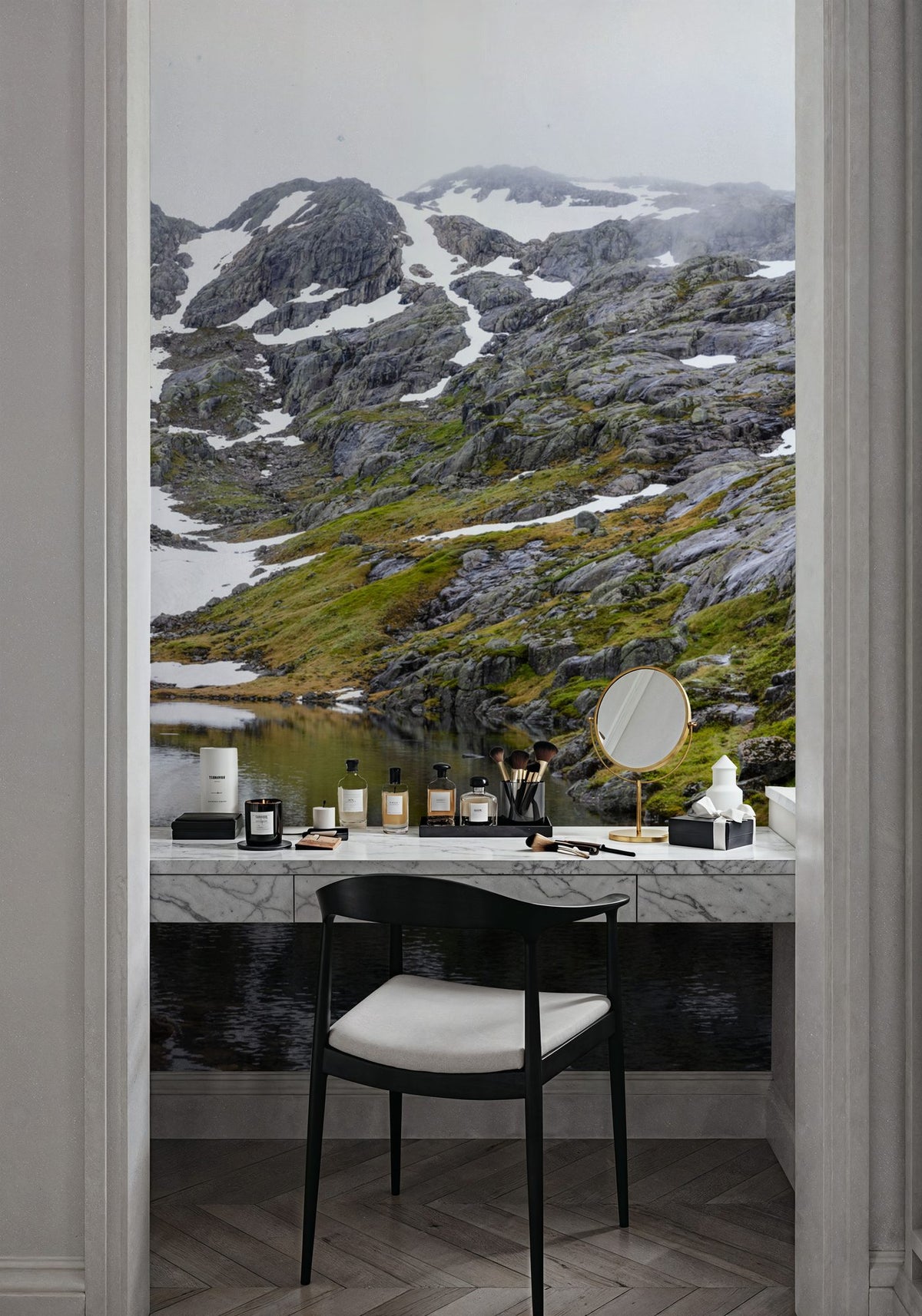 Mountain Stream Reflection Mural Wallpaper - room preview 06