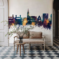 Felixstowe England Skyline Blue & Bronze Mural Wallpaper - room preview 06