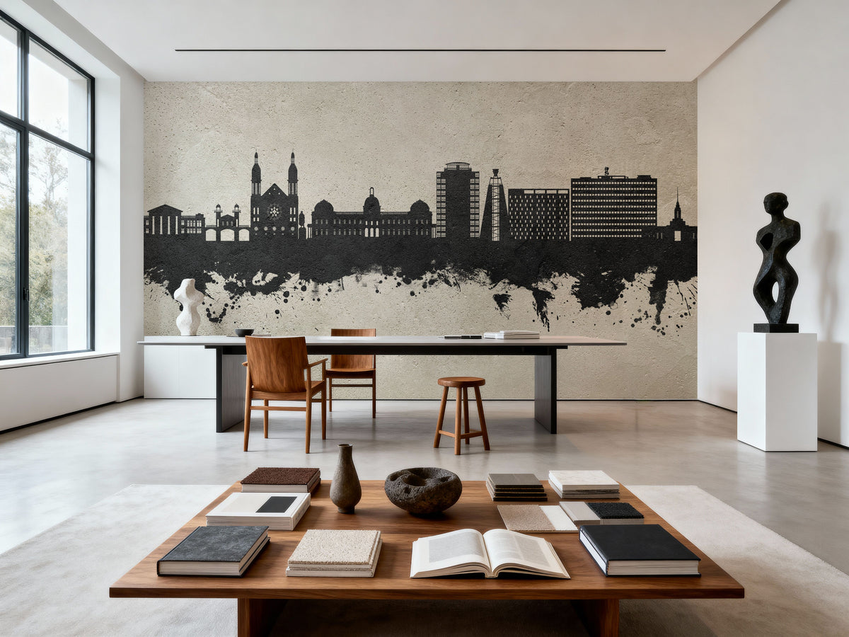Port-au-Prince Haiti Skyline Concrete Mural Wallpaper - room preview 06