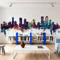 Denver Skyline Blue & Bronze Mural Wallpaper - room preview 06