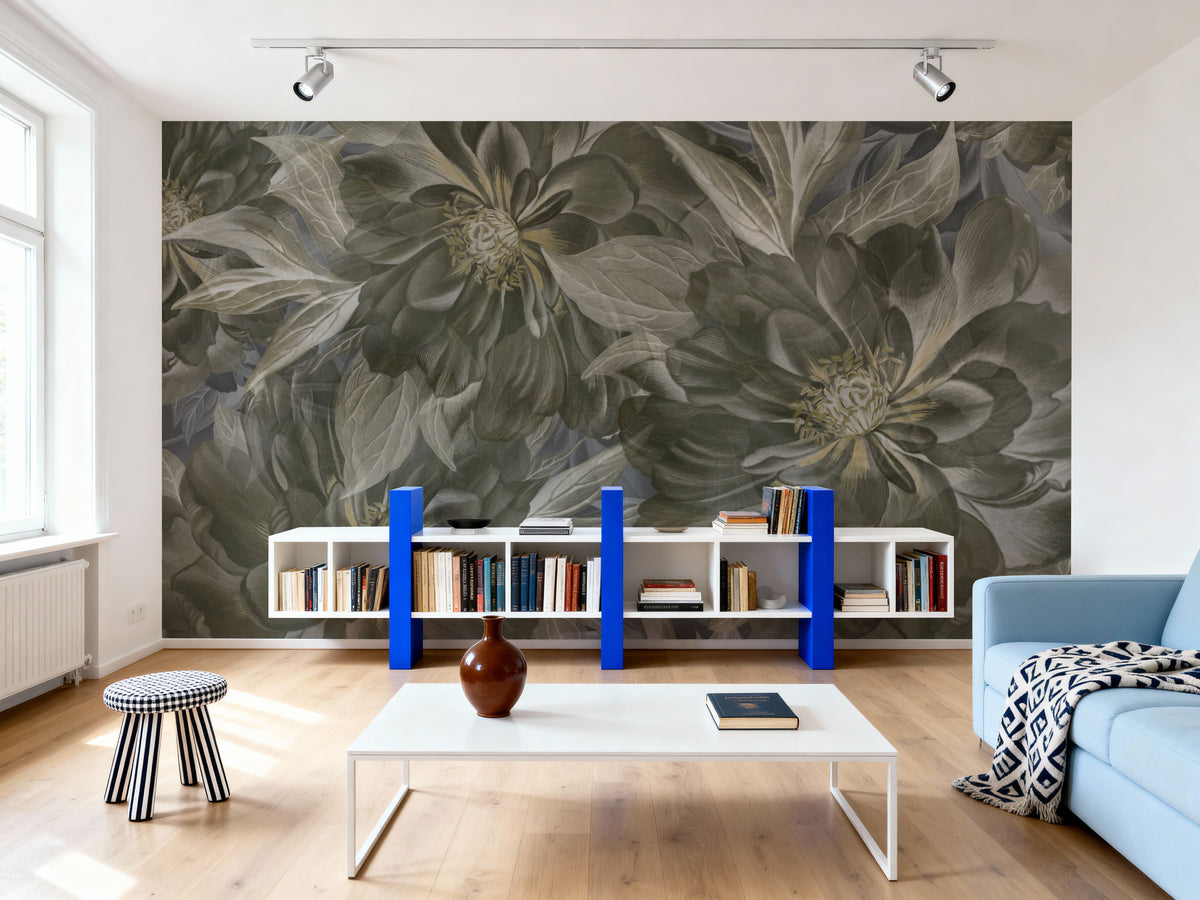 Peony Study - Seaweed and Stone Mural Wallpaper - room preview 06