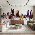 Colombo Sri Lanka Skyline Purple & Gold Mural Wallpaper - room preview 06