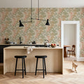 Overleaf Woodland Pattern, Green Mural Wallpaper - room preview 06