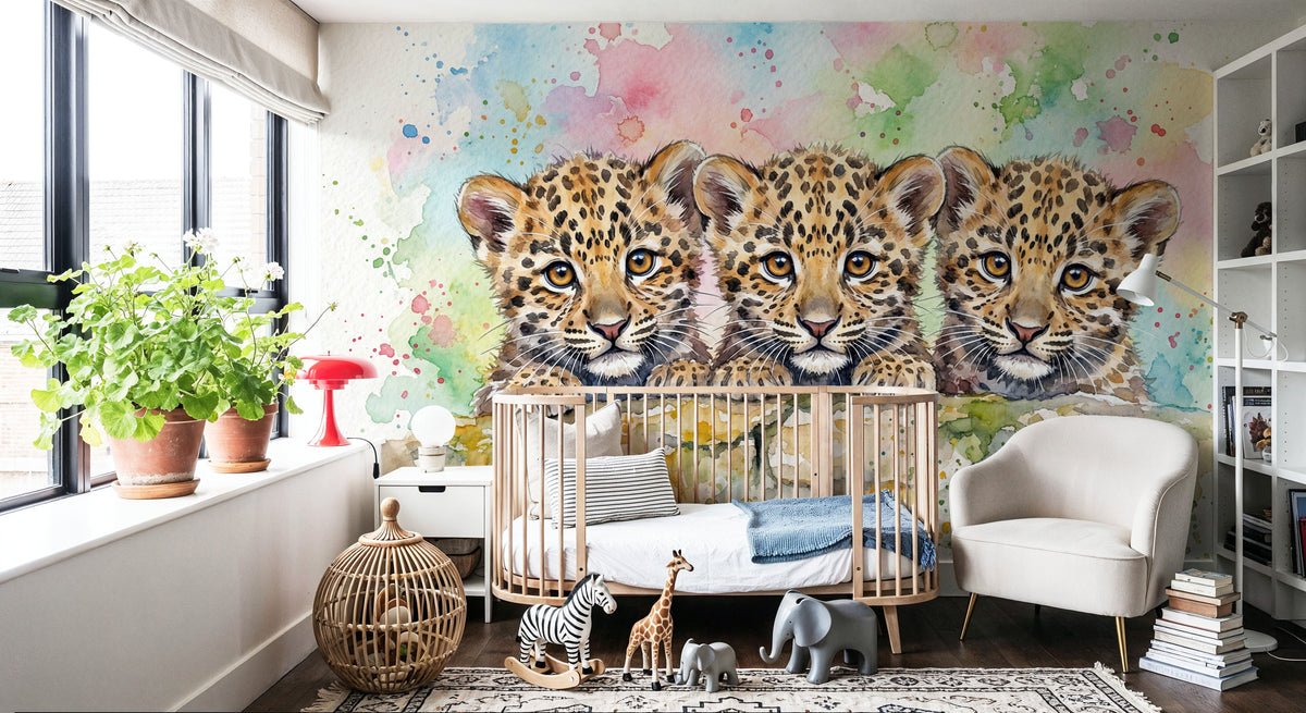 Leopard Cubs - Cute Baby Animals Series Mural Wallpaper - room preview 06