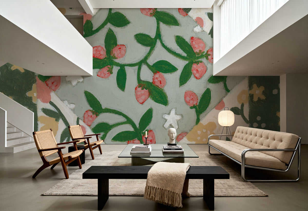 Quilted Floral II Mural Wallpaper - room preview 06
