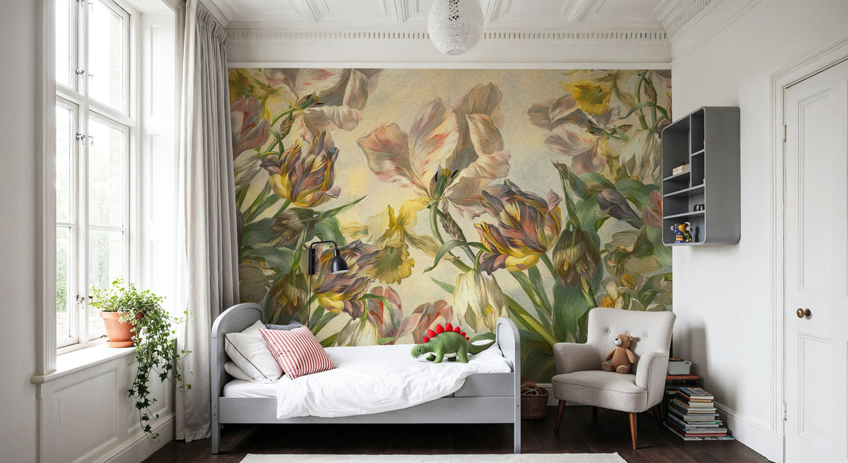 Tulips Feast, Yellow Mural Wallpaper - room preview 06