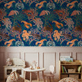 Vibrant Coral Reef, Blue and Orange Mural Wallpaper - room preview 06
