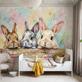 Rabbits II - Cute Baby Animals Series Mural Wallpaper - room preview 06