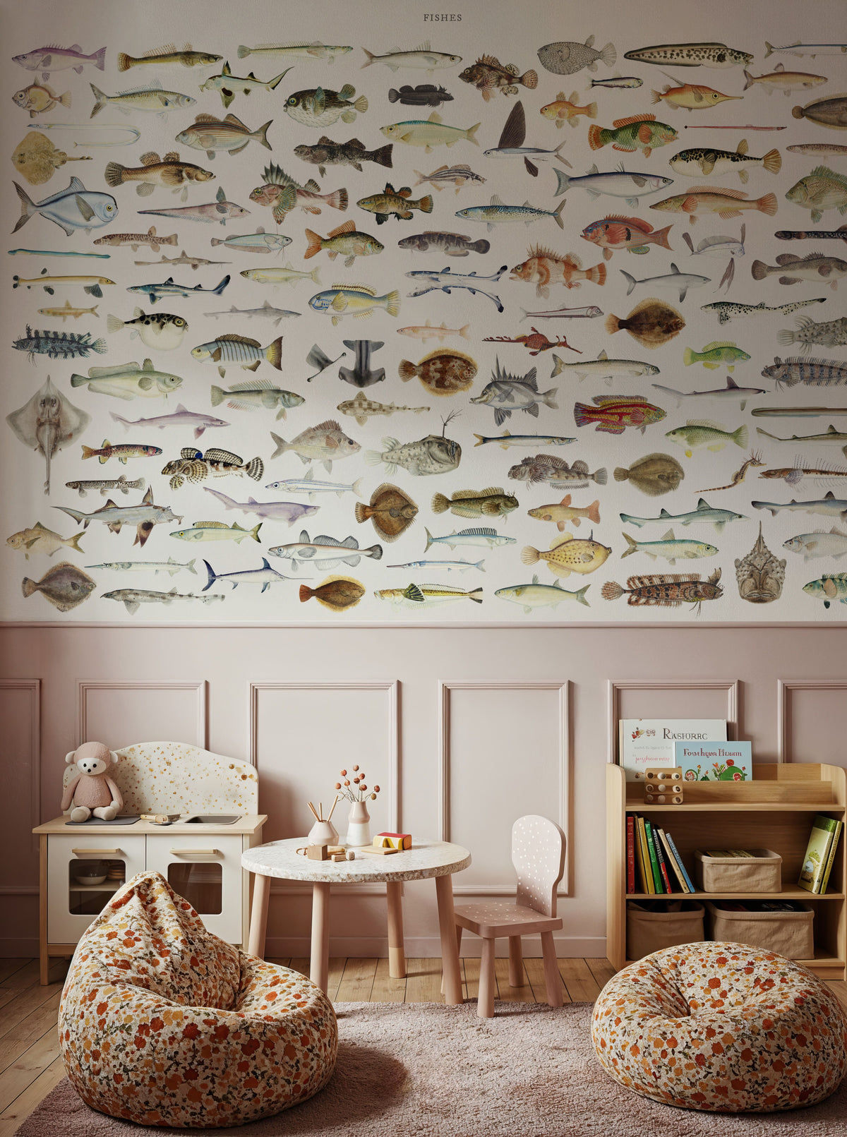Southern Pacific Fishes Chart Mural Wallpaper - room preview 06