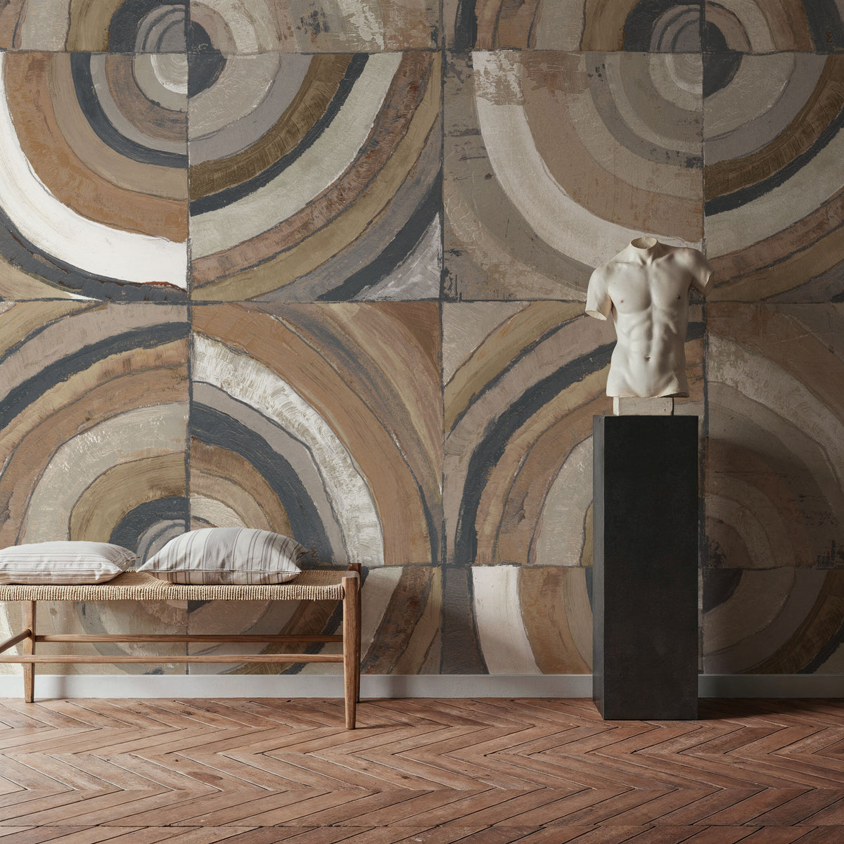 The Center I Abstract Dark Mural Wallpaper - room preview 06