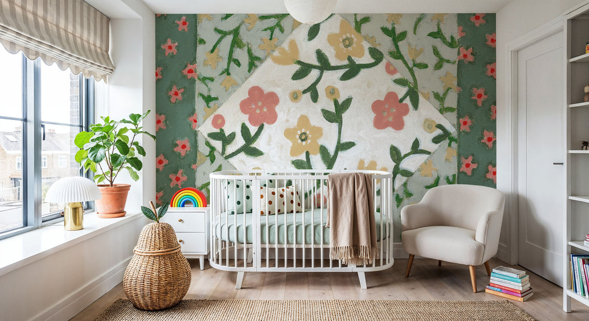 Quilted Floral I Mural Wallpaper - room preview 06