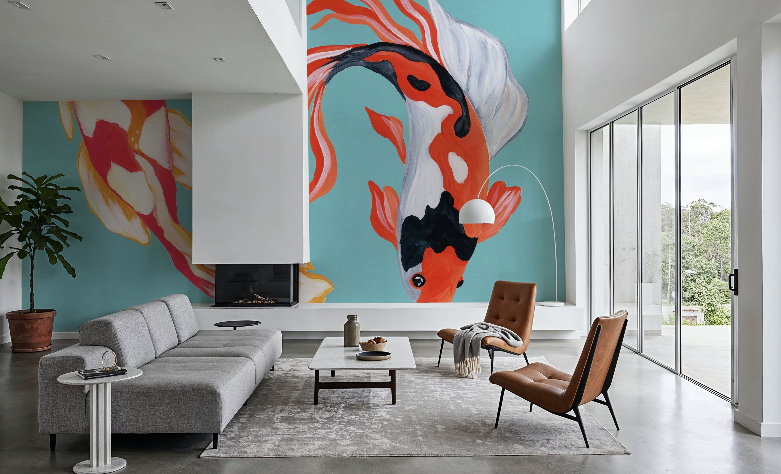 Colorful Koi V Mural Wallpaper