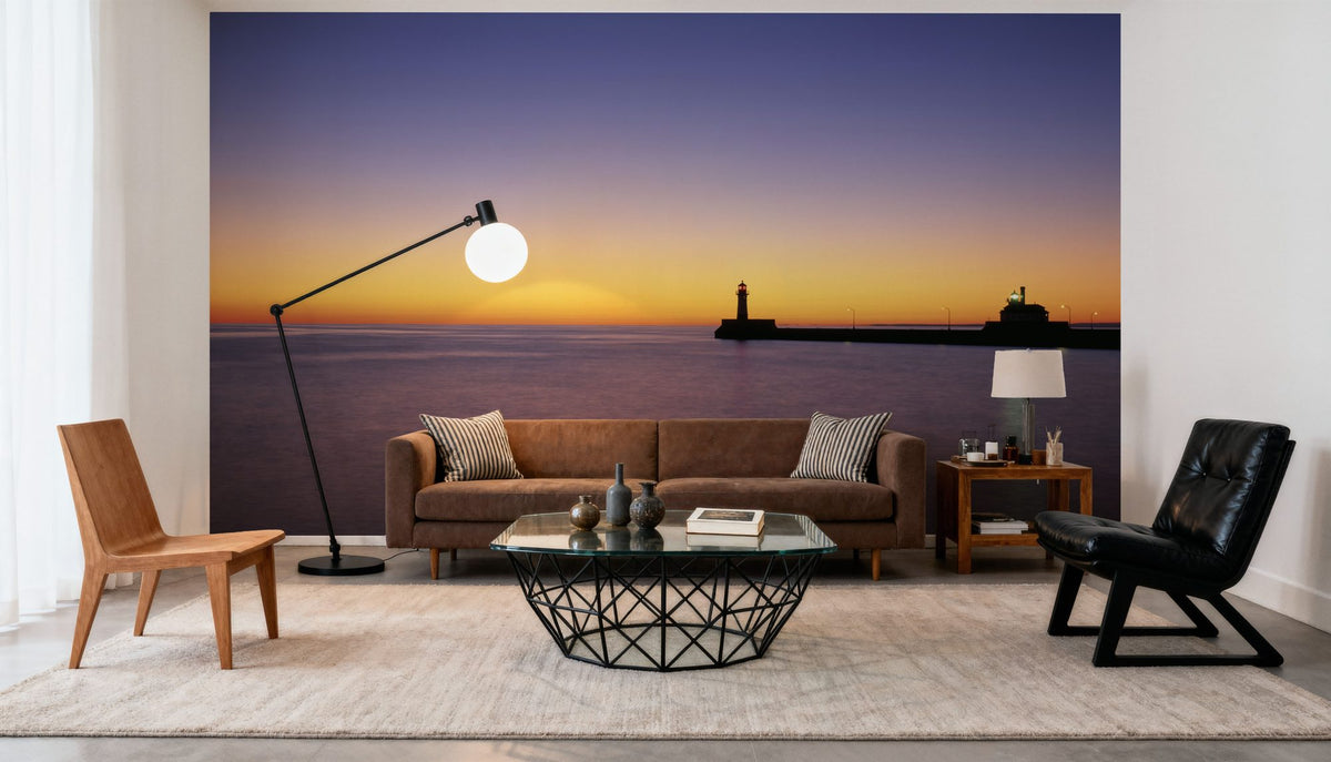 Harbor Sunset Glow Mural Wallpaper - room preview 06