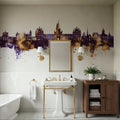 Egham England Skyline Purple & Gold Mural Wallpaper - room preview 06