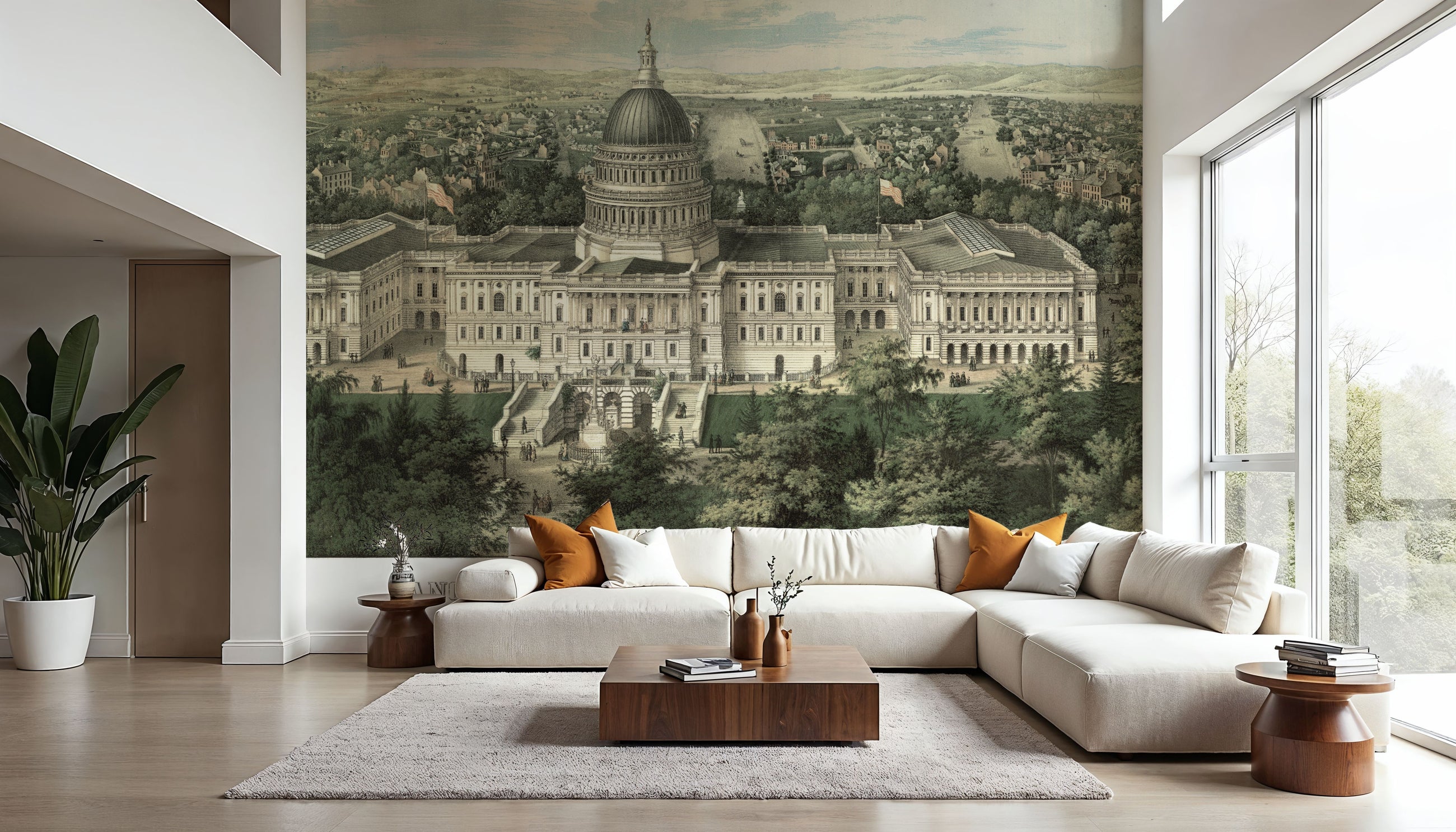 Old View of the United States Capitol and the City of Washington, 1857 Mural Wallpaper