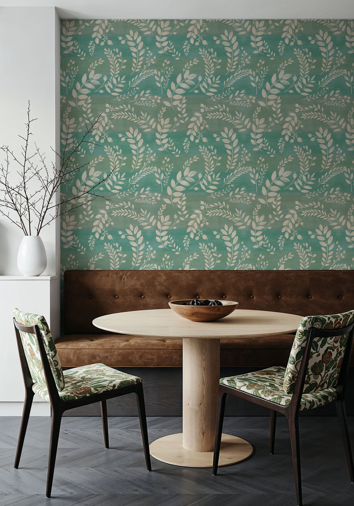 Harvest Sprig Blue Mural Wallpaper - room preview 06
