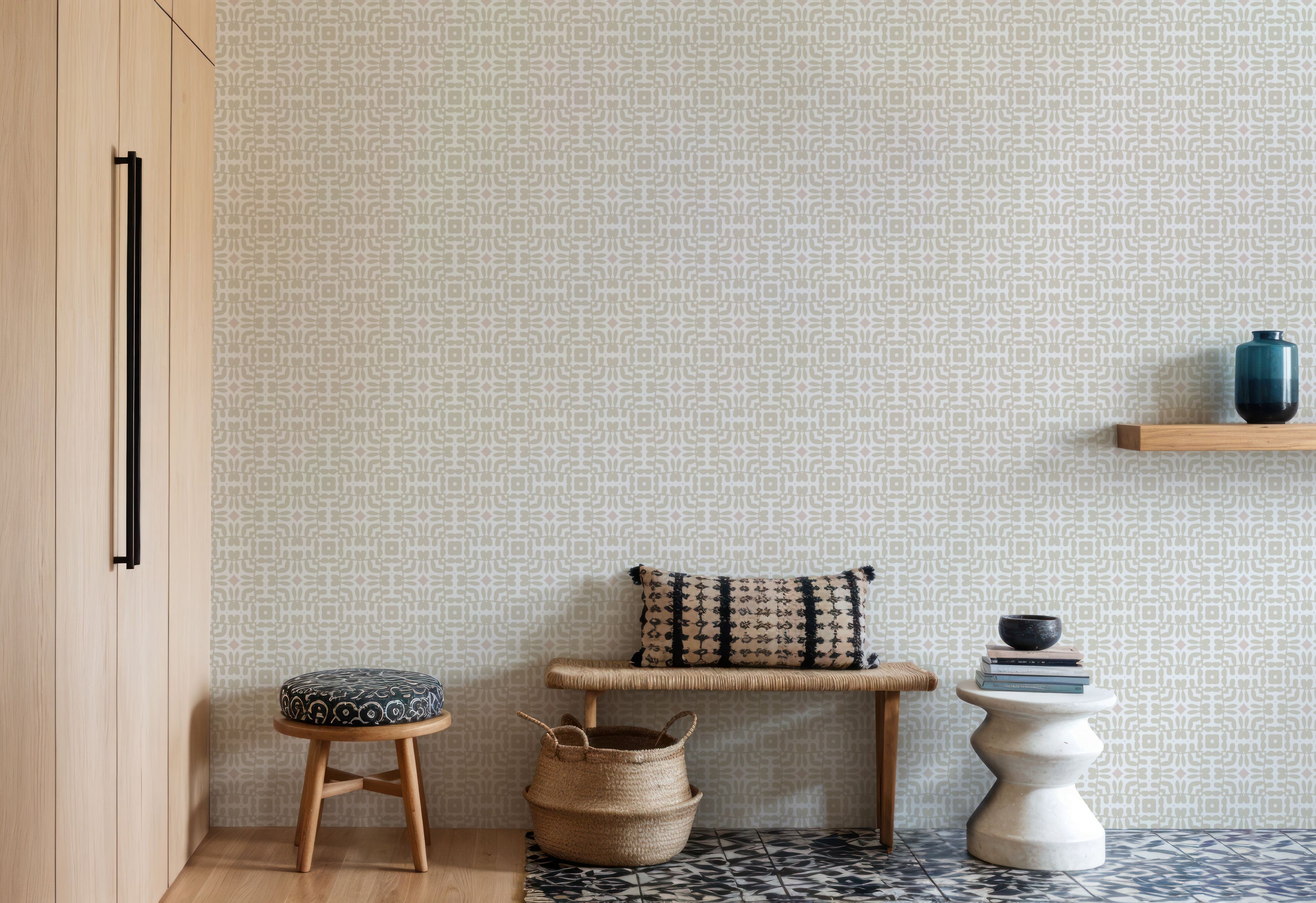 Zelij Leafy Squares Mural Wallpaper