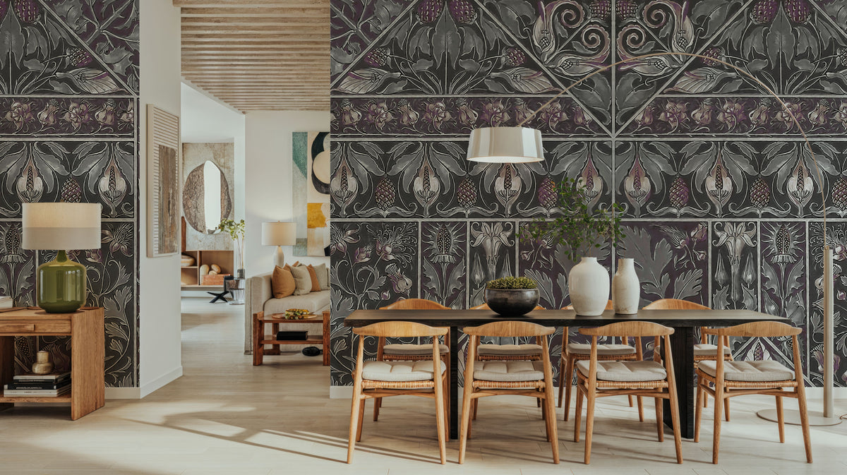 Floral Mood Dark Mural Wallpaper - room preview 06