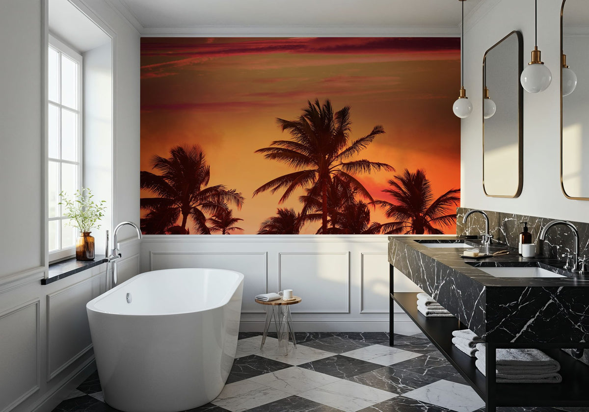 Miami Beach Sunset Mural Wallpaper - room preview 06