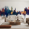 Würzburg Germany Skyline Blue & Bronze Mural Wallpaper - room preview 06