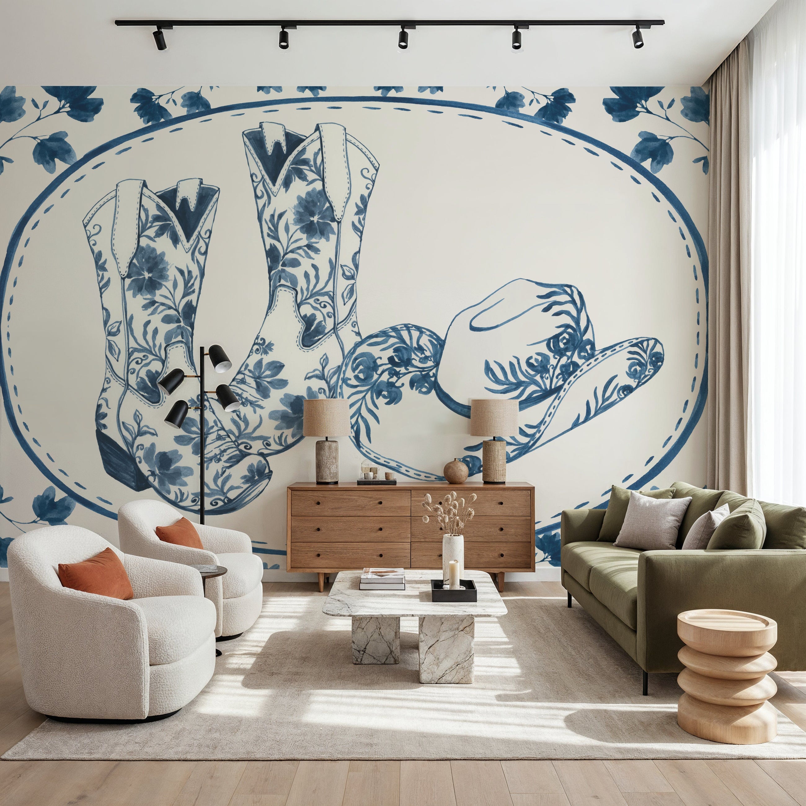 Chinoiserie Cowgirl V Mural Wallpaper