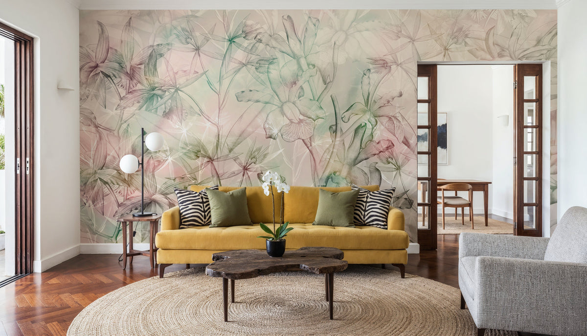 Orchid Mirage Mural Wallpaper - Warm Tone - room preview 06